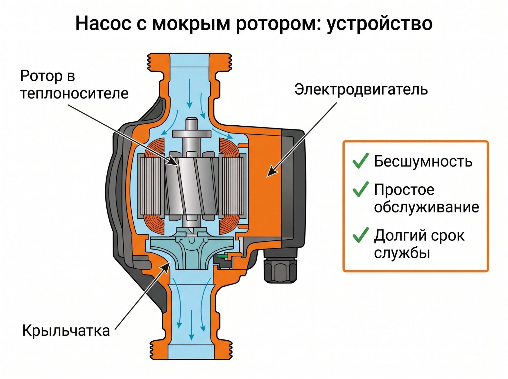 Циркуляционный насос с мокрым ротором
