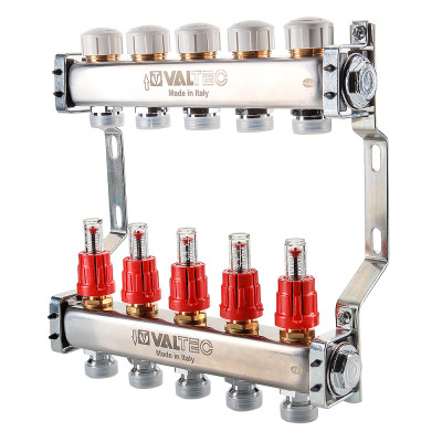 Блок коллекторный VALTEC с расход. 1х6 вых Евроконус 3/4 Блок коллекторный VALTEC с расход. 1х6 вых Евроконус 3/4