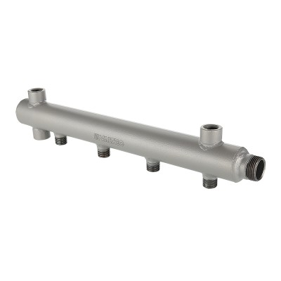Этажный коллектор VALTEC из стали (труба ДУ-40), с межосевым расстоянием выходов 100мм, 1 х 7 выходов 1/2 НР Этажный коллектор VALTEC из стали (труба ДУ-40), с межосевым расстоянием выходов 100мм, 1 х 7 выходов 1/2 НР