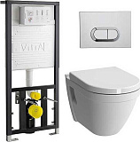 Комплект Vitra S50 подвесной унитаз, инсталляция, кнопка, сиденье 9003B003-7201