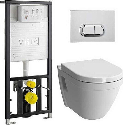Комплект Vitra S50 подвесной унитаз, инсталляция, кнопка, сиденье 9003B003-7201