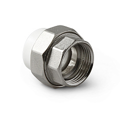 Муфта полипропиленовая PRO AQUA PP-R разъемная (американка) ВР белая (20-1/2), арт.PA20008