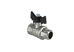 Кран шаровой Valfex латунный DeltaPro для воды 1/2 ВР/НР бабочка, НИКЕЛИР-Й