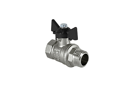 Кран шаровой Valfex латунный DeltaPro для воды 1/2 ВР/НР бабочка, НИКЕЛИР-Й
