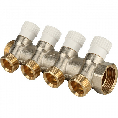 Коллектор Stout с регулировочными вентилями 1x3/4EK с 4 отводами, SMB 6851 013404 Коллектор Stout с регулировочными вентилями 1x3/4EK с 4 отводами, SMB 6851 013404