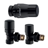 Комплект клапанов термостатических Stout Design черный, угловой 1/2 (SVTDK-0002-000015B)
