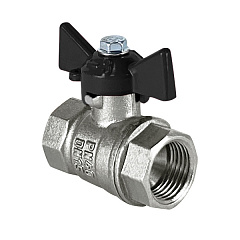 Кран шаровой Valfex латунный DeltaPro для воды 1 1/4 ВР/ВР бабочка, НИКЕЛИР-Й