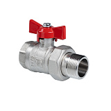 Кран шаровый VALTEC СТАНДАРТ, никель, с полусгоном, рукоятка бабочка 1/2, вн.-нар. PN40 (ГОСТ) (VT.127.N.04)