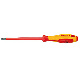 Отвертка KNIPEX SL8.0x1.2 шлицевая VDE, длина лезвия 175 мм, 295 мм, диэлектрическая, 2-компонентная рукоятка