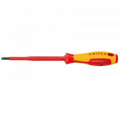 Отвертка KNIPEX SL8.0x1.2 шлицевая VDE, длина лезвия 175 мм, 295 мм, диэлектрическая, 2-компонентная рукоятка