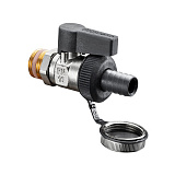 Кран шаровой Oventrop Optiflex KFE, DN 10 PN 16, с колпачком и штуцером для шланга, никелированный