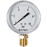 Манометр Stout радиальный, Dn 80 мм 1/2 , 0...10 бар, кл.2.5