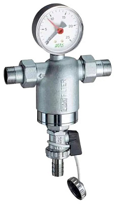 Фильтр для воды FAR 100мкм, с магнитом, с манометром, Max: 95 C, 25 бар, 1 НР