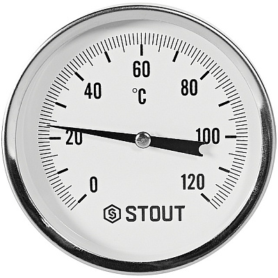 Термометр Stout биметаллический с погружной гильзой 75 мм, Dn 80 мм, 1/2 , 0...120С Термометр Stout биметаллический с погружной гильзой 75 мм, Dn 80 мм, 1/2 , 0...120С