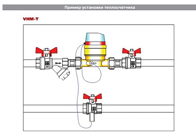 Теплосчетчик квартирный VALTEC VHM-T-20/2,5-МИ-П с тахометр. расходомером, M-BUS и имп. вых (на под. труб.) Qn=2,5