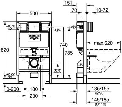 Система инсталляции для унитазов Grohe Rapid SL 38526000