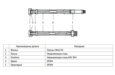 Гибкая подводка UNI-FITT для смесителя М10х1 - 1/2, 60 см, DN 8, оплётка из нержавеющей стали