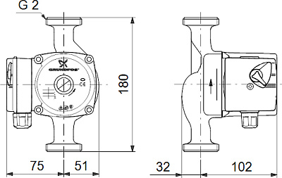 Циркуляционный насос Grundfos UPS 32-60 180