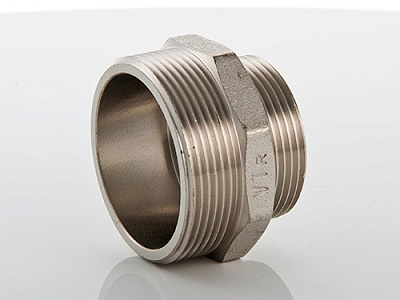 Ниппель VALTEC переходной 3/8 х 1/4 наружная резьба, никелированная латунь