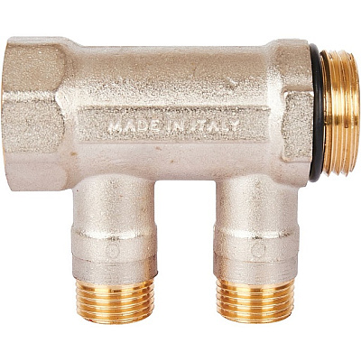 Коллектор Stout с шаровыми кранами 1x1/2 с 2 отводами, красный, SMB 6210 011202