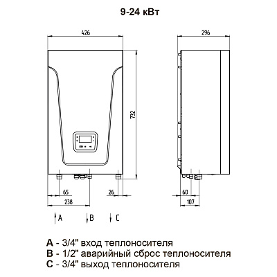 Электрический котёл отопления одноконтурный настенный Baxi Ampera Pro 24 (E8403324--)
