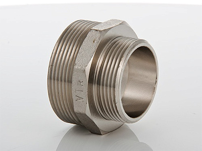 Ниппель VALTEC переходной 3/8 х 1/4 наружная резьба, никелированная латунь