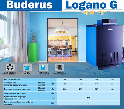 Напольный газовый котел отопления, атмосферный Buderus Logano G 234 WS 38 RU TOP